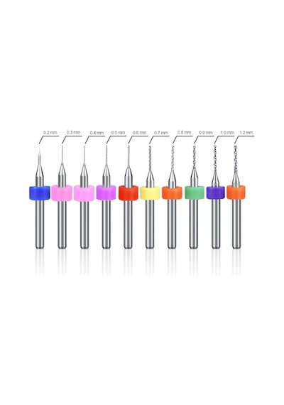 Koodmax 10 Adet 3d Yazıcı Micro Matkap Ucu Çelik Set 0.2-1.2mm Karbür Nozzle Temizleme İğnesi Kutulu
