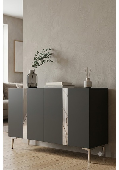 Ka1298as Anka Konsol Ve Tv Sehpası Antrasit-silver 120cm