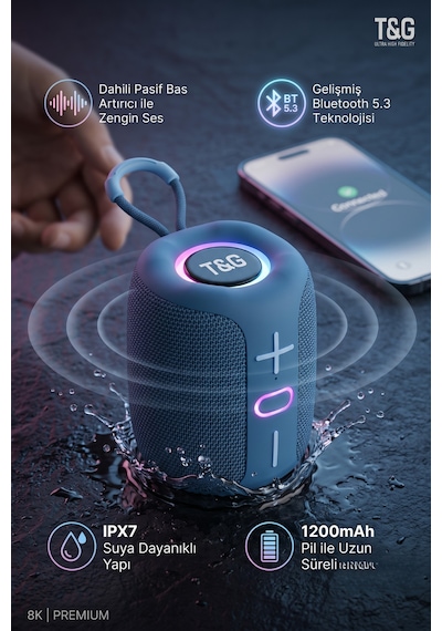 Taşınabilir Kablosuz Bluetooth Hoparlör Rgb Led Işıklı / Fm Radyolu Tg-658
