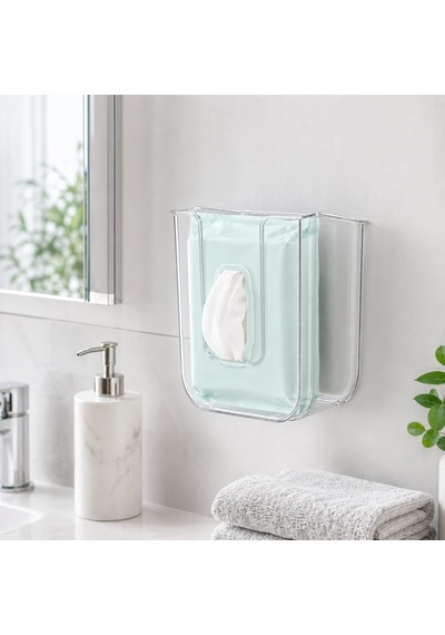 Duvara Yapıştırılabilir Islak Mendil Kutusu, Şeffaf Kırılmaz Plastik Mendillik Peçetelik, Yapışkanlı Duvar Tipi Islak Mendil Tutucu Organizer, Banyo Mutfak, 11,5 X 8,5 X 14 Cm