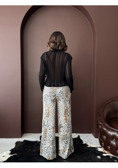 Verymoda Trend Leopar Desenli Bol Paça Pantolon - Günlük Ve Gece F2022 Açık Leopar