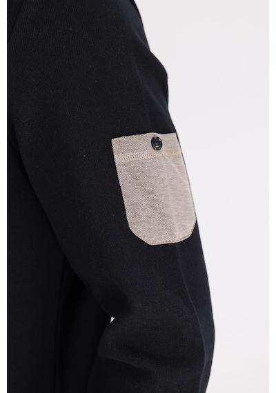 Rowinger Selanik Dokulu Yumuşak Tutuşlu Rahat Kalıp Sade Tasarım Uzun Kollu Sweatshirt Black