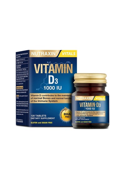 Nutraxin Vitals D3 Vitamin 1000 Iu 25 Mcg 120 Tablet Takviye Edici Gıda Sku: Zeus8690010385666