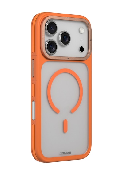 Apple Uyumlu iPhone 17 Pro Max Kılıf M-safe Şarj Özellikli Youngkit Rock Sand Serisi Kapak Turuncu