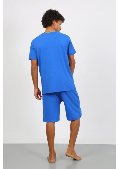 Akbeniz Erkek Pamuk Lakost Alt Üst Kaprili Pijama Takım Saks 6872 Saks