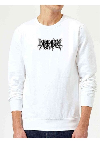 Depraver Logo Baskılı Beyaz Erkek Örme Sweatshirt