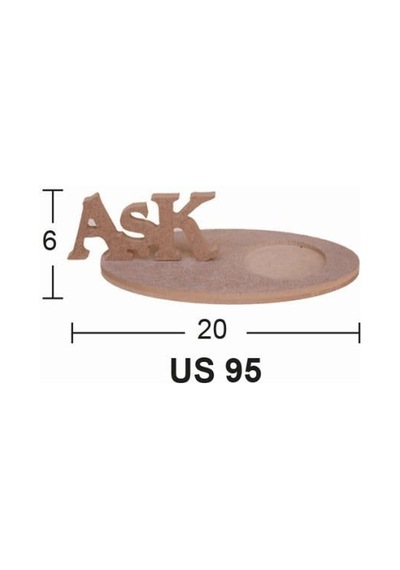 Ahşap Oval Aşk Bardak Altlığı 20X6Cm Us95