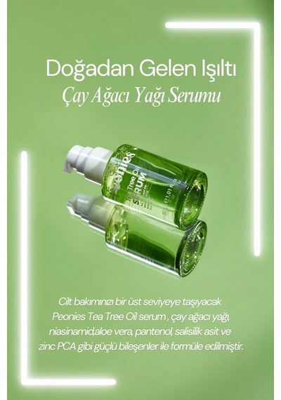 Peonies Tea Tree Oil Serum Çay Ağacı Yağı Niasinamid Aloe Vera Pantenol Salisilik Asit Ve Zinc Pca