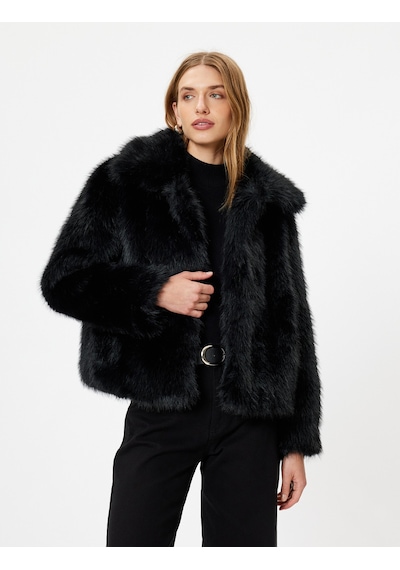Koton Uzun Kollu Peluş Mont Siyah 5wak00118ew