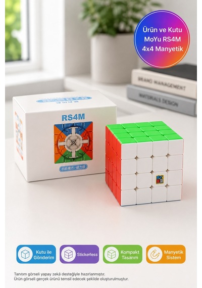 Moyu 4x4 Manyetik Zeka Küpü Rs4m Stickerless Speed Cube Mf8891 6,2x6,2x6,2 Cm