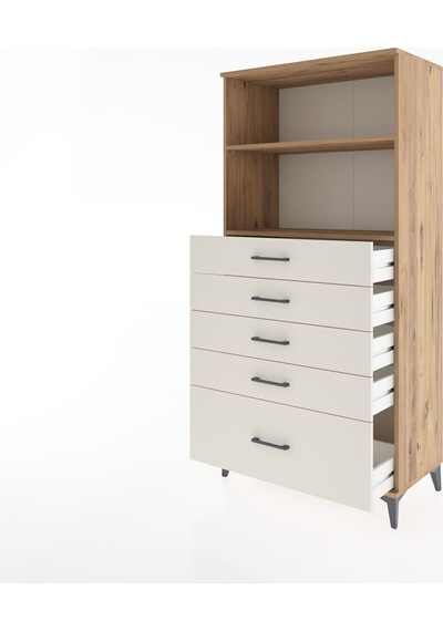 Hyperion Dolap 2 Raflı 5 Çekmeceli 88x44x182 Çam-aytaşı Atlas Çam
