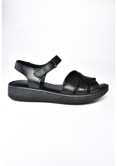Fox Shoes P540001203 Siyah Hakiki Deri Kadın Sandalet