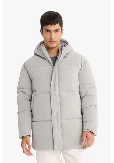 Defacto Su İtici Regular Fit Kapüşonlu Cepli Astarlı Rüzgar Geçirmez Fermuarlı Parka F0431ax25wngr454 Gri-gr454