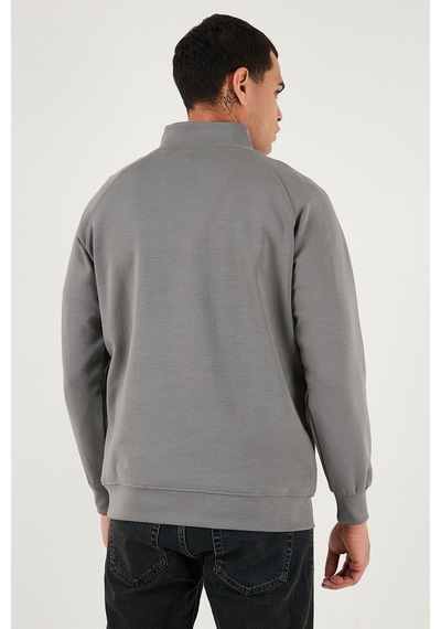 Buratti Pamuklu Relaxed Fit Yarım Fermuarlı Dik Yaka Erkek Sweat 5901232 Açık Haki