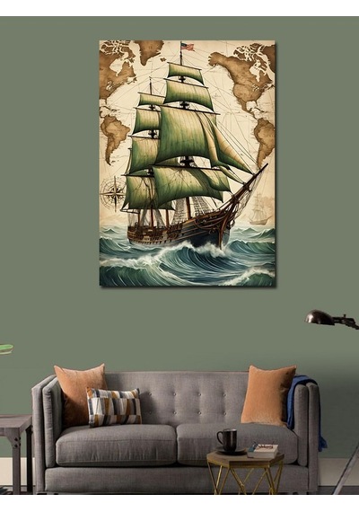 Kanvas Tablo Rüzgarlı Yelkenli Gemi 50cmx70cm