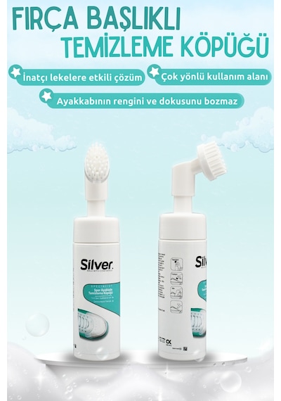 Silver Güçlendirilmiş  Fırçalı Spor Ayakkabı Bakım Temizleme Köpüğü 150 ML Çok Renkli