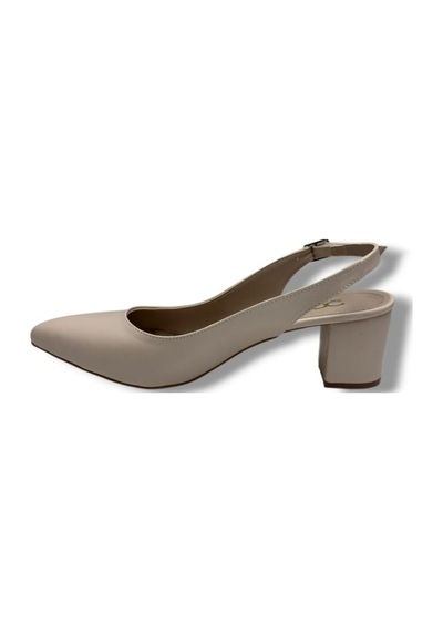 C-shoes Cv110-25 Cilt Sivri Burun Kalın Topuk Arkası Açık Kadın Ayakkabı 41-42 Bej