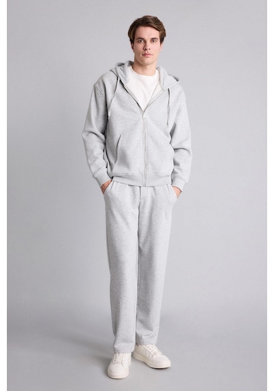 Defacto Relax Fıt Kapüşonlu İçi Yumuşak Tüylü Kalın Kumaş Fermuarlı Sweatshirt D7599ax26augr210 Gri-gr210