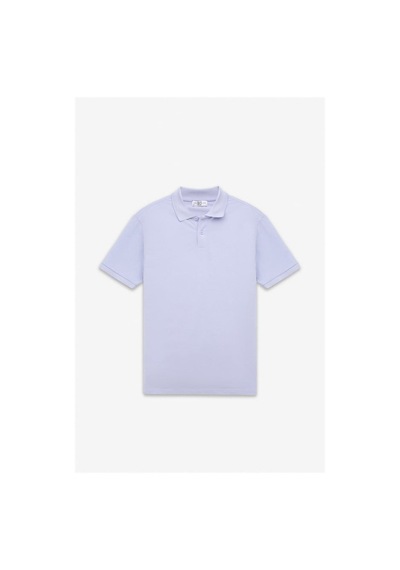 Süvari Açık Lila Slim Düz Nakışlı Pike Düğmeli Polo Yaka Tişört Ts1014000474-mr1