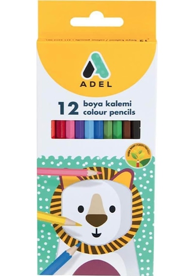 Adel Kuru Boya Kalemi Tam Boy Karton 12 Renk