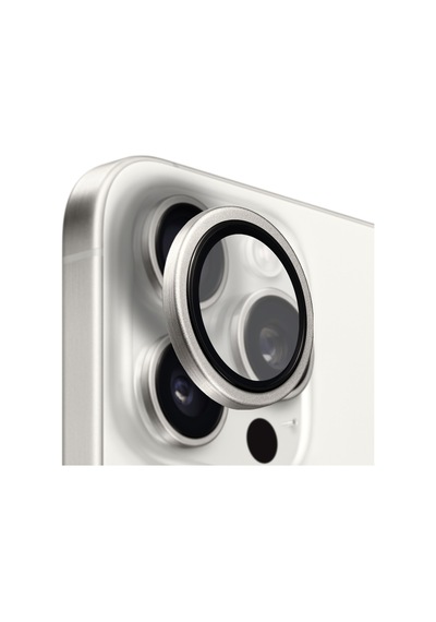 Buff Apple Uyumlu iPhone 15 Pro Max / 15 Pro Titanyum Lens Koruyucu Gümüş