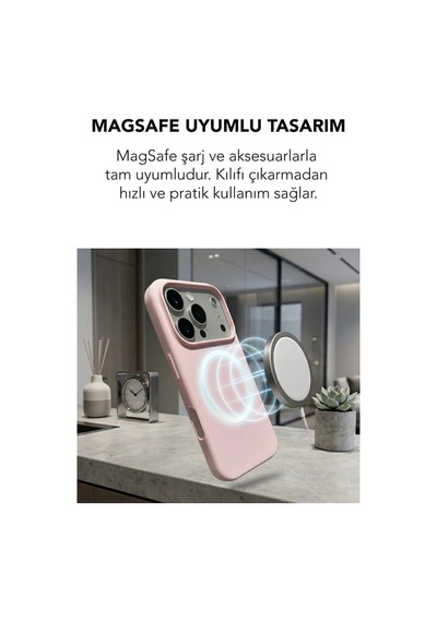Apple İphone 17 Pro Max Uyumlu Magsafe Lansman Silikon Kılıf Pudra