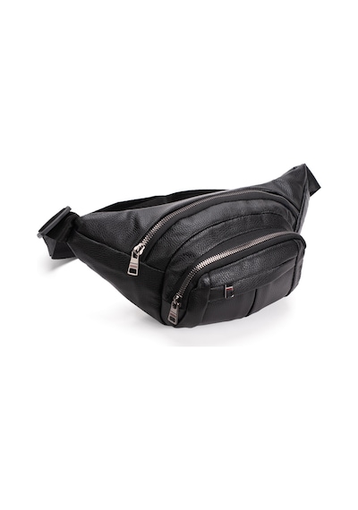 Newısh Polo Accessorıes Unisex Siyah Suya Dayanıklı Suni Vegan Deri Kulaklık Girişli Bel Ve Omuz Çantası Freebag Siyah
