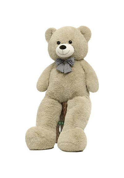 Papyonlu 180-190 Cm Dev Boy Sevimli Peluş Koca Ayı - Sevgiliye Eşe - Arkadaşa Özel Hediye Bej