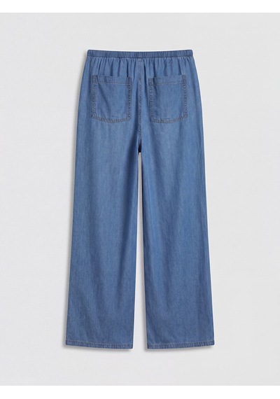 Lcw Comfort İndigo Beli Lastikli Wideleg Kadın Jean Pantolon