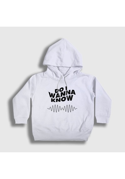Presmono Unisex Çocuk Know Arctic Monkeys Kapüşonlu Sweatshirt Beyaz
