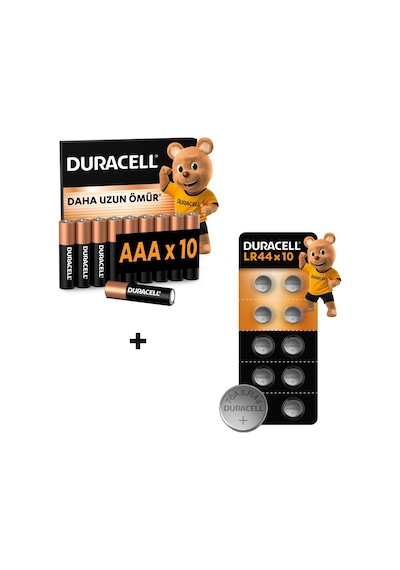 Duracell Basıc Aaa İnce Alkalin Kalem Pil 10'lu Paket & Duracell Lr44 Alkalin Özel Pil 10'lu Paket