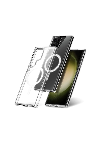 Samsung Galaxy  Uyumlu,  S23 Ultra Kılıf Magneticsafe Şeffaf Silikon - Şeffaf
