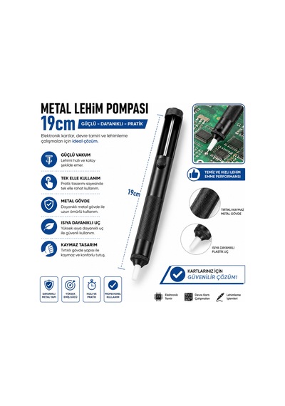 19 Cm Metal Lehim Pompası Güçlü Vakumlu Lehim Sökme Aparatı