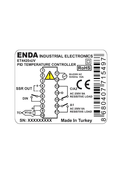 Enda Et4420-lv ,48x48,24vac/dc Isı Kontrol