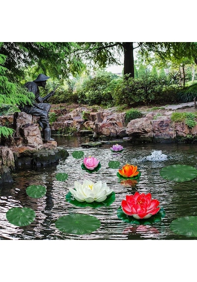 Yapay Çiçek Nilüfer Köpük Lotus Havuz Ve Akvaryum Dekoru 6Adet