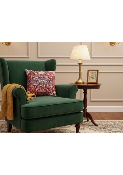 Turkıshrug Kıngdom Kırmızı Mavi Vintage Halı Desenli, Çift Yüzlü Kırlent Kılıfı 43 X 43 Çok Renkli