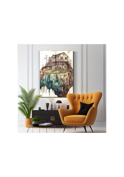 Yüzen Ada Ev Cam Tablo Konsept Sanat Duvar Dekoru Modern Ev Ve Ofis Dekorasyonu