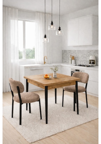 Renlife Ahşap Mutfak Masası Takımı Metal Ayaklı 2 Adet Antrasit Sandalye 70x70 Masa 2kahve Çam Çam - Kahve Vivo Renlife Ahşap Mutfak Masası Takımı Metal Ayaklı 2 Adet Antrasit Sandalye 70x70 Masa 2kahve Çam Çam - Kahve Vivo