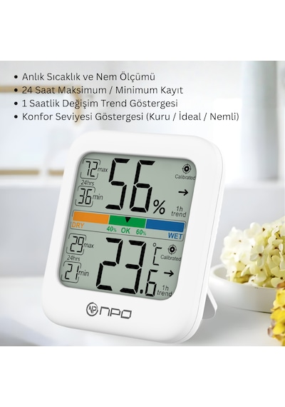 Npo Npt33ab Dijital İç Mekan Termometresi, Beyaz