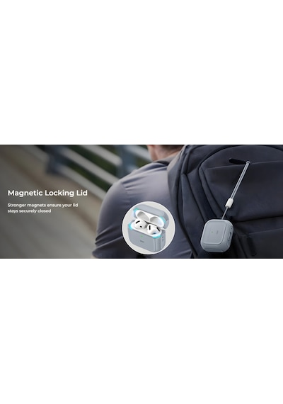 Apple AirPods Uyumlu Pro Halolock Magsafe Orbit Hybrid Case Kulaklık Kılıf Mavi