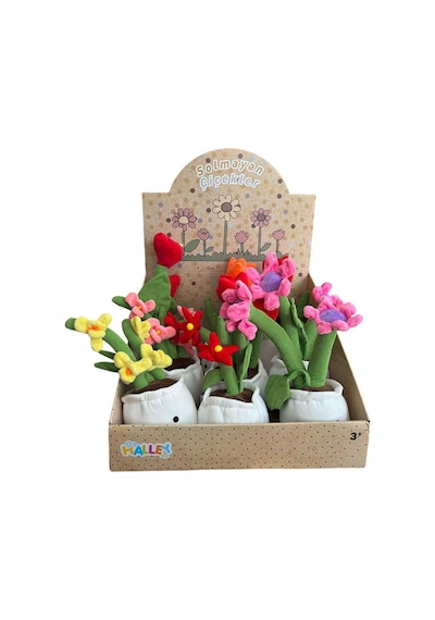 Saksıda Peluş Çiçek Oyuncak 30 Cm Solmayan Dekoratif Soft Çiçek Peluşu