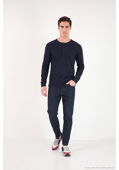 Buratti Pamuklu Regular Fit Düğmeli Bisiklet Yaka Sweat Erkek Sweat 5905852 Lacivert