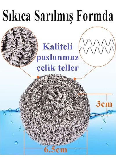 Bulaşık Teli Ovma Teli 12 Adet Ekonomik Toptel Sürtme Teli Lavabo Mutfak Banyo Temizlik Teli Sert Yüzey İçin