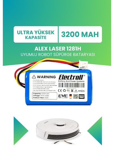 Alex Laser 1281h Uyumlu Batarya Ultra Yüksek Kapasite 3200mah