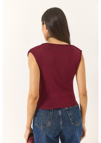 Shade Kadın Drape Detaylı Soft Touch Esnek Viskon Bluz 4019 60284038 - Bordo