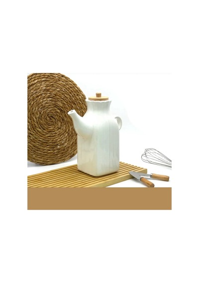 Bambu Kapaklı Porselen 1000 Ml Yağdanlık Yağlık Sütlük Beyaz 680894058 Beyaz