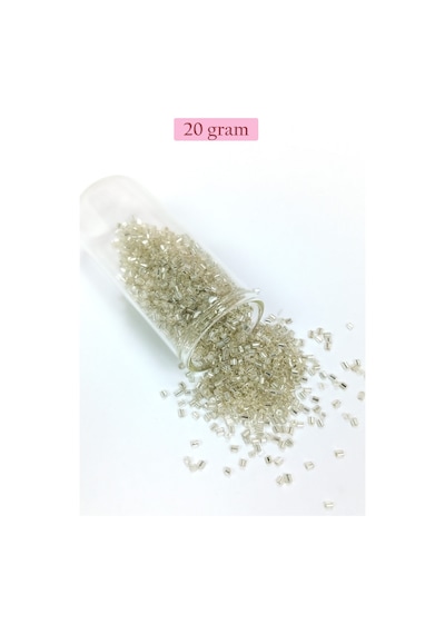 Kesme Cam Boncuk 2mm - 20 Gram - Şeffaf Gümüş -bnc330