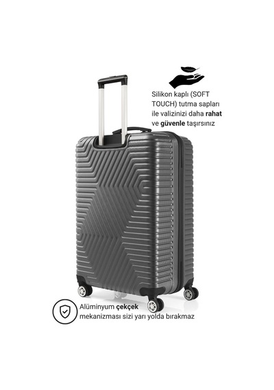 G&d Polo Suitcase Abs Orta Ve Büyük Boy Koyu Gri 2'li Valiz Seti 600.02-b Koyu Gri