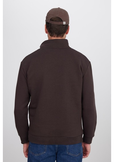 Tudors Unisex Relax Fit Rahat Kesim Pamuklu İçi Polarlı Yarım Fermuarlı Kahverengi Dik Yaka Sweatshirt-35159 Kahverengi Tudors Unisex Relax Fit Rahat Kesim Pamuklu İçi Polarlı Yarım Fermuarlı Kahverengi Dik Yaka Sweatshirt-35159 Kahverengi