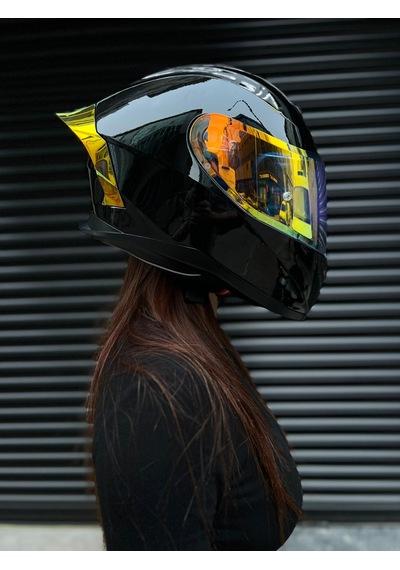 Rivox R1 Revo Kapalı Motosiklet Kaskı Parlak Siyah